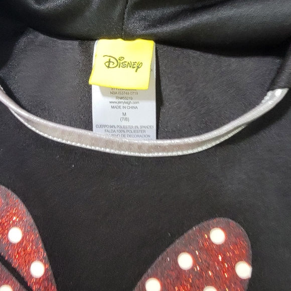 Disney Minnie Mouse Black And Red Hooded Ears Dress Girls size med 7/8 - Picture 4 of 5